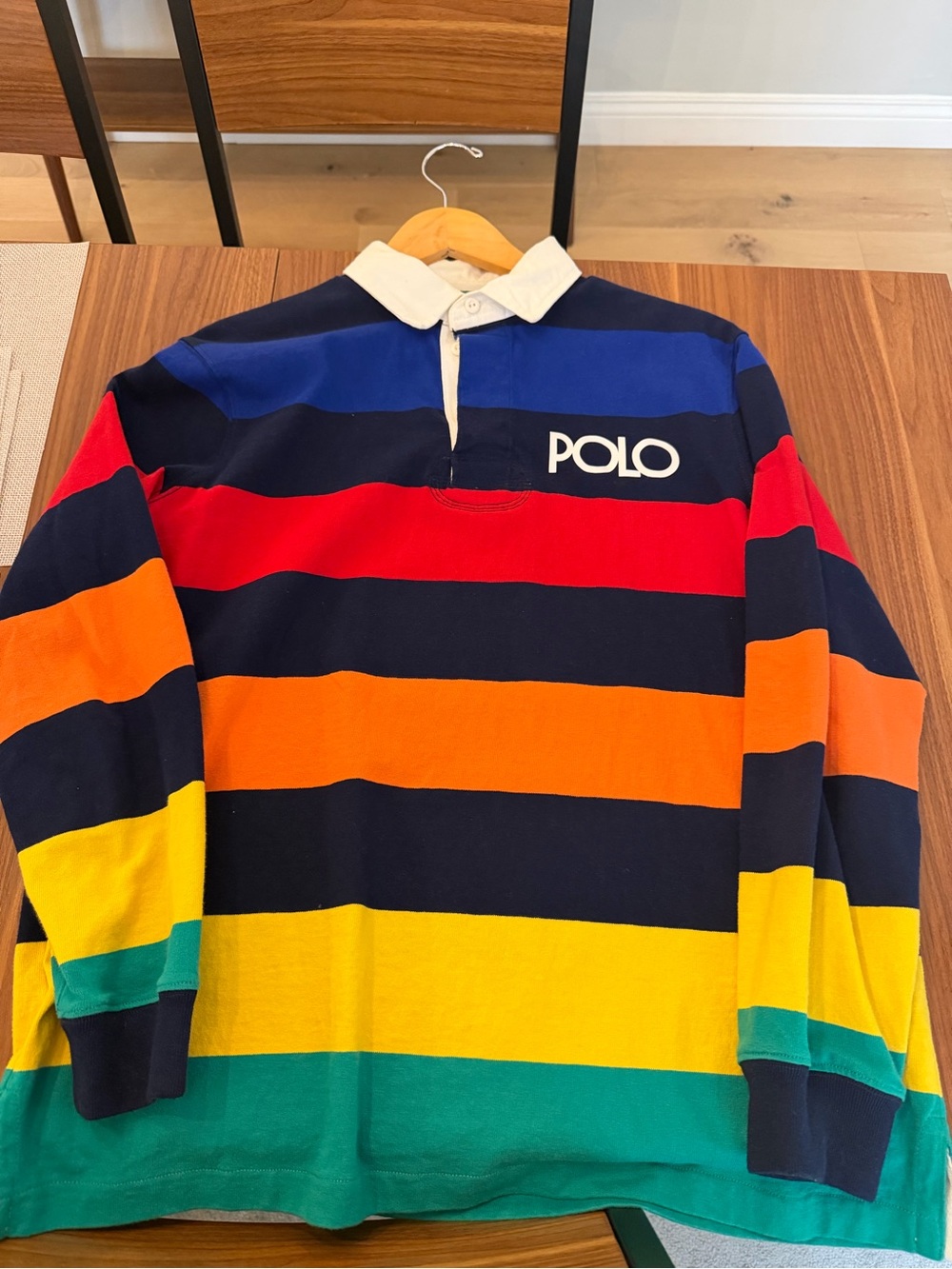 Ralph Lauren Polo Rugby Shirt in Blue, White, Green